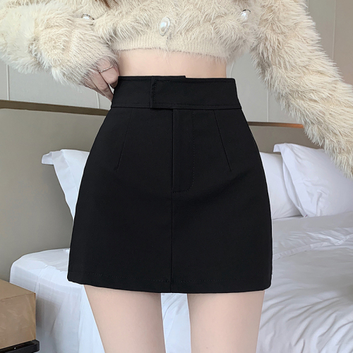 Women's new winter hot girl high-waisted elastic short skirt thickened and slimming A-line skirt ins for small people