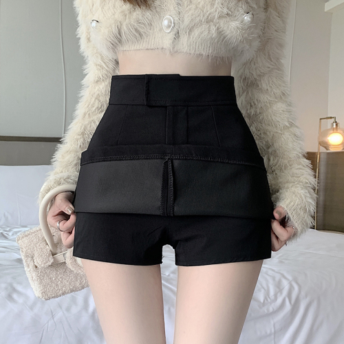 Women's new winter hot girl high-waisted elastic short skirt thickened and slimming A-line skirt ins for small people