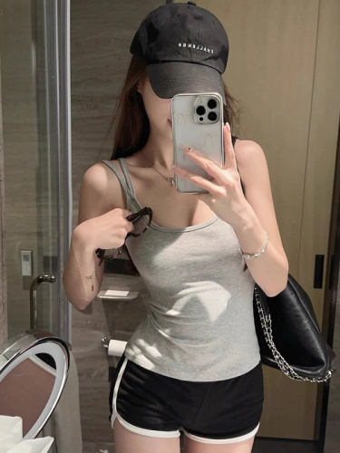 Modal rayon high-end double shoulder strap small suspender top women's bottoming short style beautiful back vest for outer wear