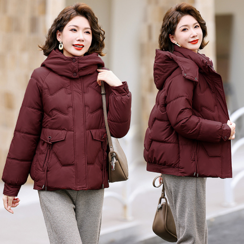 Real shot of down cotton coat for women plus size 2024 new winter Korean version loose thickened hooded bread coat cotton coat