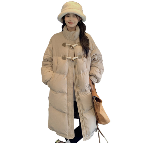 Real shot of milky croissant croissant buckle mid-length down jacket for women winter short bread coat