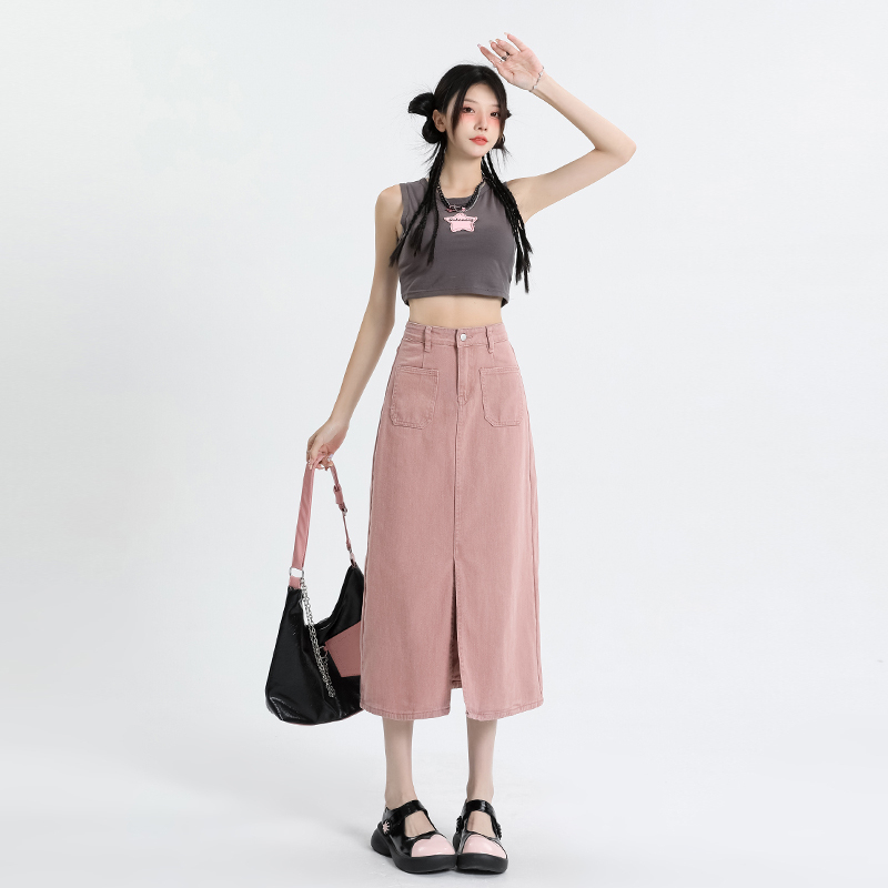 Denim skirt women's new summer high waist slimming versatile hip skirt