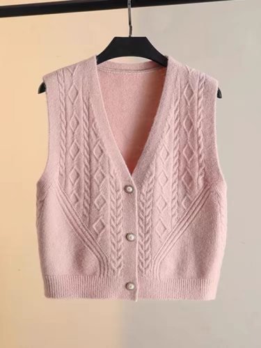 Knitted vest for women spring and autumn 2024 new layered Korean style vest sleeveless women's sweater cardigan waistcoat top