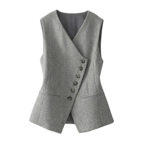 Quality inspector's picture has lining high-end vest women's short spring and autumn new top waistcoat sleeveless vest temperament vest