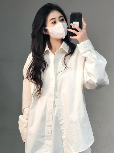 Official picture white shirt top women's coat autumn inner design niche French sun protection shirt shirt