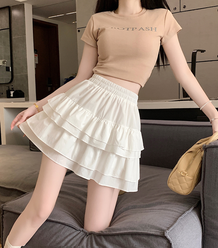 Summer new slim and versatile Korean style skirt for girls white short skirt