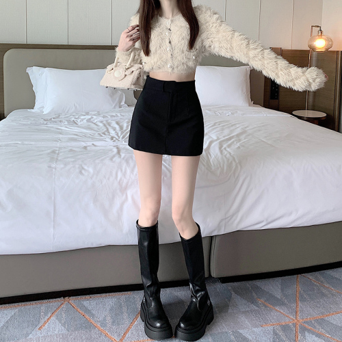 Women's new winter hot girl high-waisted elastic short skirt thickened and slimming A-line skirt ins for small people