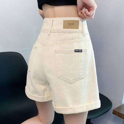 Denim shorts for women, high waist, slim, slim, chic, Hong Kong style medium pants, shorts