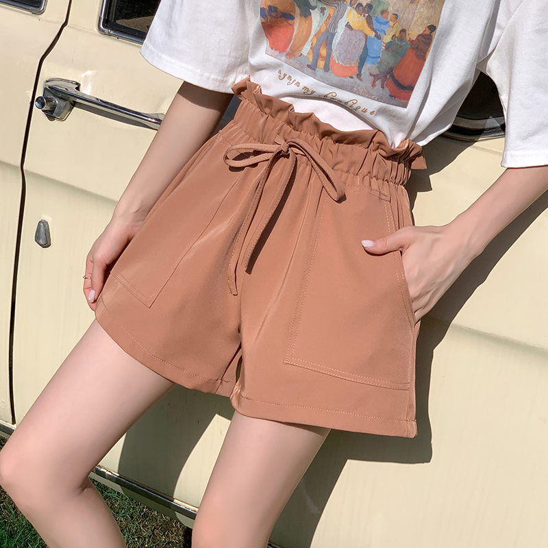 Summer shorts for women, loose design, high waist, new style, workplace wide-leg pants, chiffon work shorts, trendy