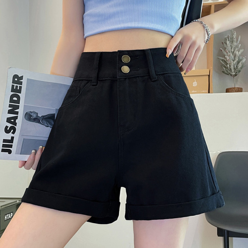 Denim shorts for women, high waist, slim, slim, chic, Hong Kong style medium pants, shorts