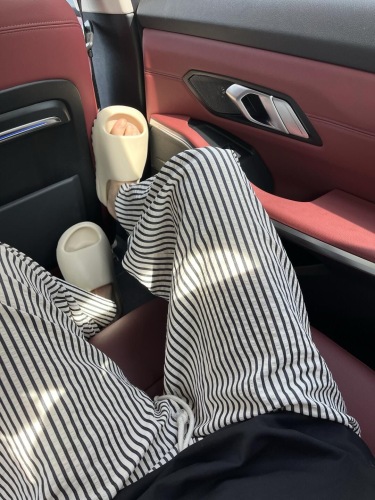 Black and white striped casual pants for women summer thin large size fat mm high waist slim loose lazy wide leg Yamamoto pants