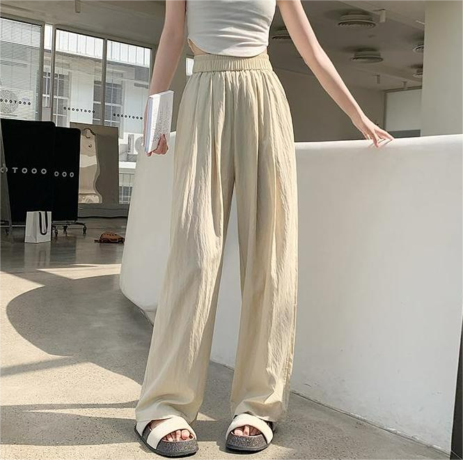 Spot Yamamoto pleated wide-legged slippery pants for women summer style ice silk lazy textured casual pants
