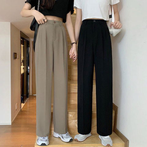 Cross-border shopee popular wide-leg pants for women with high waist, new high-end straight-leg casual suit pants
