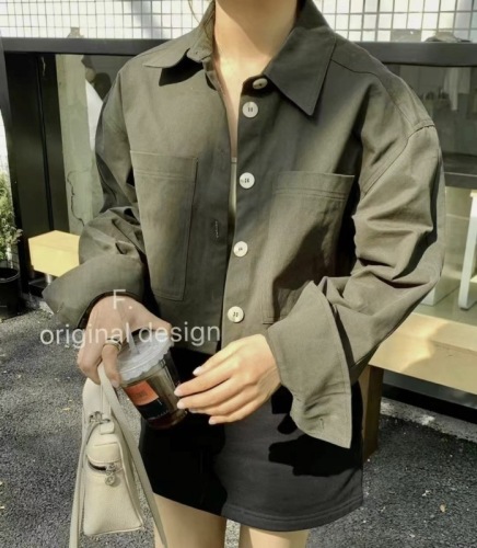 2024chic French retro lapel niche design casual work jacket top short coat for women autumn style