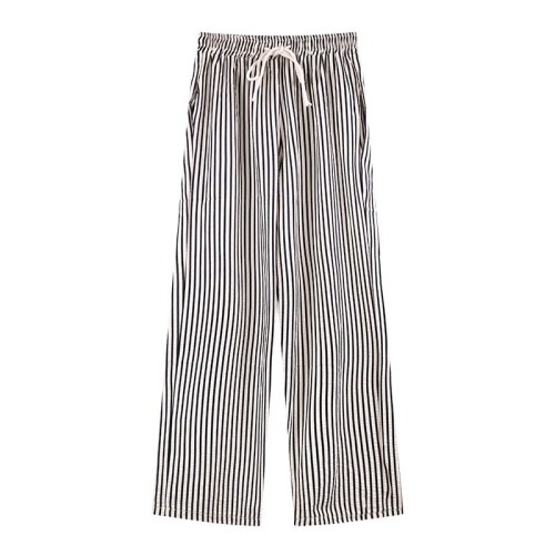 Black and white striped casual pants for women summer thin large size fat mm high waist slim loose lazy wide leg Yamamoto pants