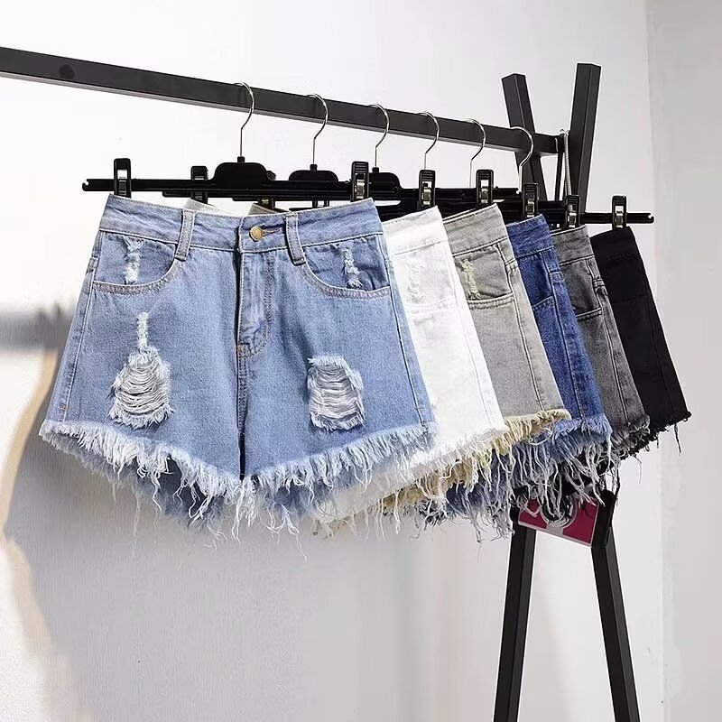 Korean style casual sweet lady loose straight pants super shorts mid-waist summer solid color