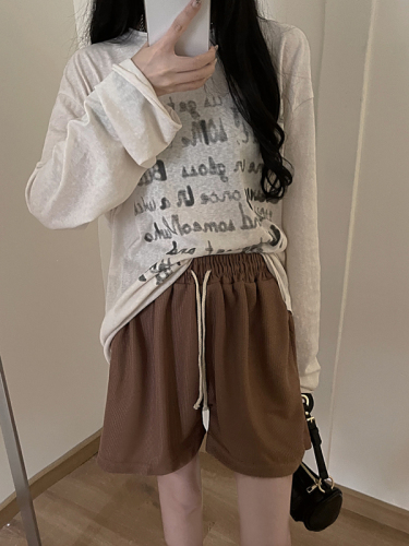 Summer wide-leg pants for women, summer casual sports pants, loose and slim, mid-length pants for outer wear, shorts