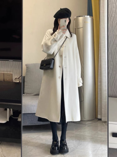 Woolen coat women's mid-length autumn and winter new popular Hepburn style Korean style loose thickened woolen coat