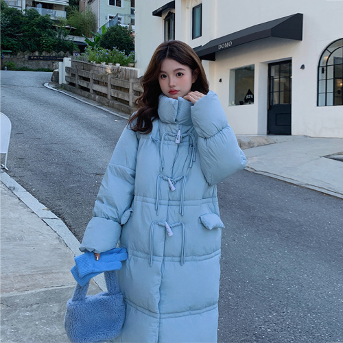 Real shot of cotton-padded clothes for women, ins trendy knee-length mid-length 2024 winter new Korean style waist-cinching thickened cotton-padded jackets