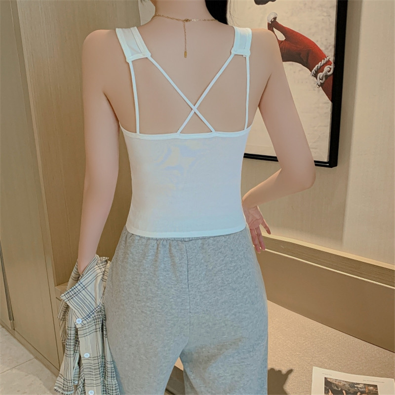 Summer new style beautiful back camisole outer wear pure cotton sleeveless bottoming top for women