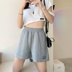 Summer sports shorts thin high-waisted loose casual wide-leg pants elastic waist hot pants for women