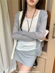 Gray Thin Sun Protection Cardigan Jacket Women's Summer New Pure Desire Slim Top Early Spring Autumn