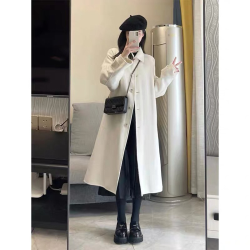 Woolen coat women's mid-length autumn and winter new popular Hepburn style Korean style loose thickened woolen coat