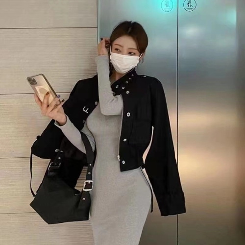 New Korean style chic stylish drawstring waist short versatile casual work jacket