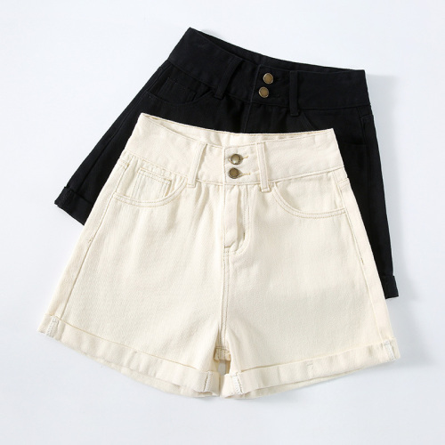 Denim shorts for women, high waist, slim, slim, chic, Hong Kong style medium pants, shorts