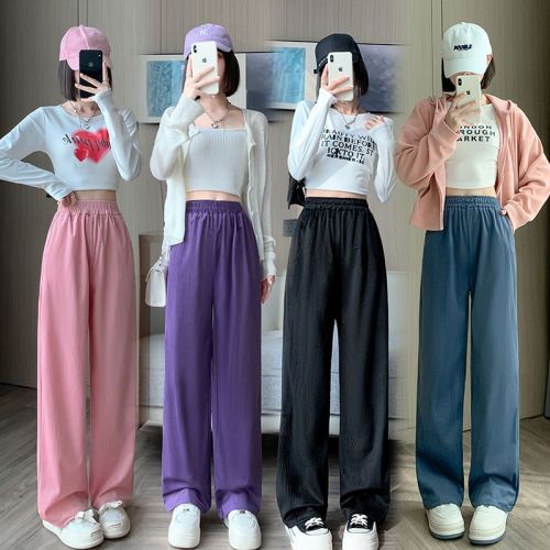 Real shot of 3D velvet corduroy wide-leg pants for women, spring and autumn high-waisted loose casual straight-leg autumn and winter pants