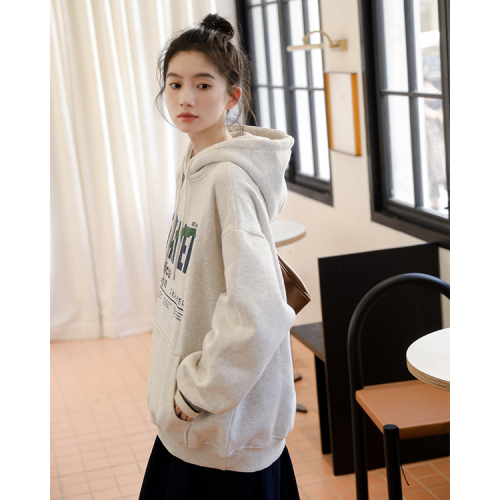 Real shot of autumn and winter new ins trendy thickened oversize sweatshirt for women loose student hooded fleece jacket