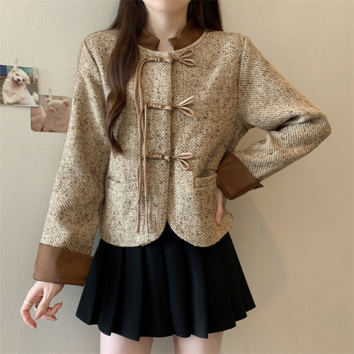 New Chinese style small fragrant style short coat for women 2024 autumn new national style retro buckle short coat trendy for small people