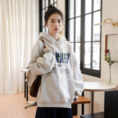 Real shot of autumn and winter new ins trendy thickened oversize sweatshirt for women loose student hooded fleece jacket