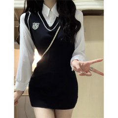 Original Quality College Style Women's Autumn/Winter 2024 New Slimming and Body-Concealing Pure Desire Inner Layer Base Dress