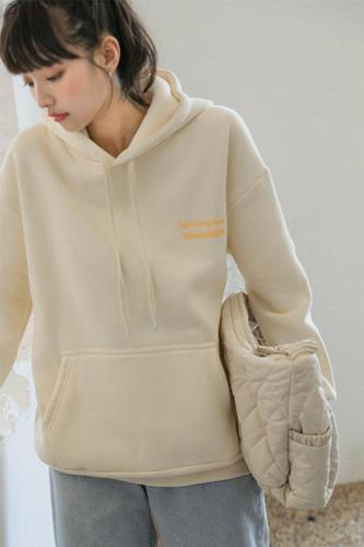 Real shot of sweatshirt for women 2024 autumn and winter plus velvet and thickened trendy ins loose Korean style fleece hooded student long-sleeved sweatshirt