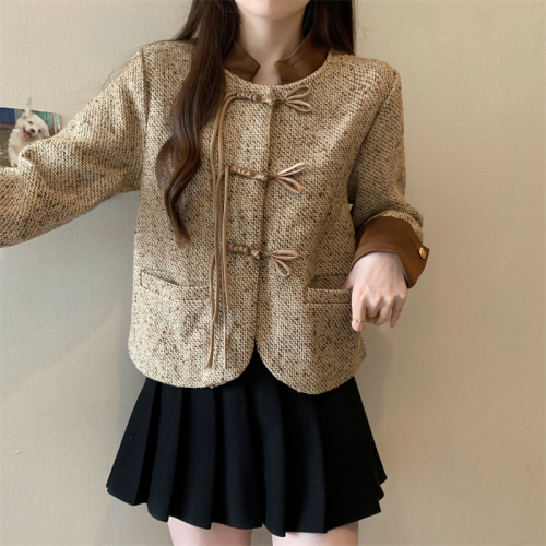 New Chinese style small fragrant style short coat for women 2024 autumn new national style retro buckle short coat trendy for small people