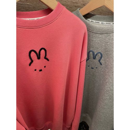 Official photo Chinese cotton composite thin 310g/plus velvet 410g autumn and winter sweatshirt for women with loose print