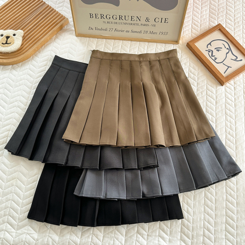 Autumn and winter slimming high waist thickened brown short skirt pleated skirt jk super hot skirt female a line skirt trendy