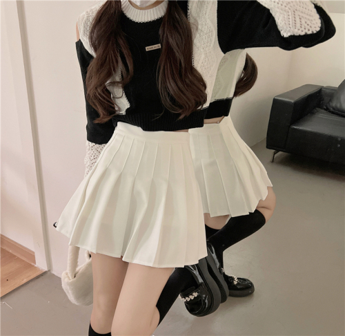 Autumn and winter pleated skirt, high-waisted mid-length large size A-line skirt with lining