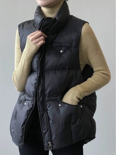 100% white duck down new style down jacket for women, thin European station down vest, women's short outer vest, trendy