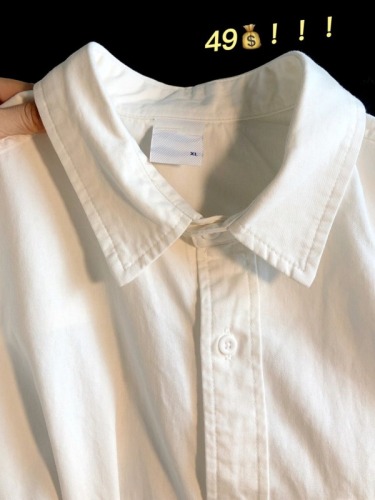 Official image: White pure cotton women's undershirt that can be worn as an outer shirt, loose top for 2024 spring and autumn.