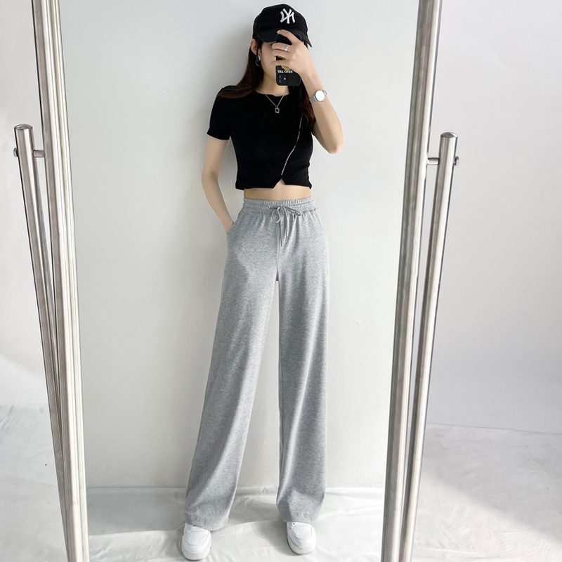 New wide-leg pants, slim and versatile, loose casual straight-leg sweatpants, gray sweatpants