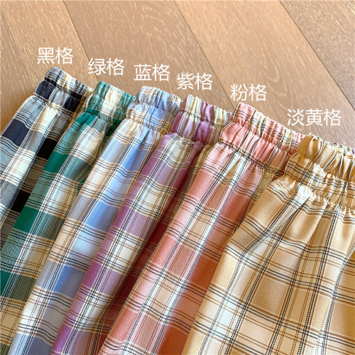 Plaid casual pants for women, spring and autumn Korean style ins trendy slim straight-cut loose and fashionable wide-leg pants