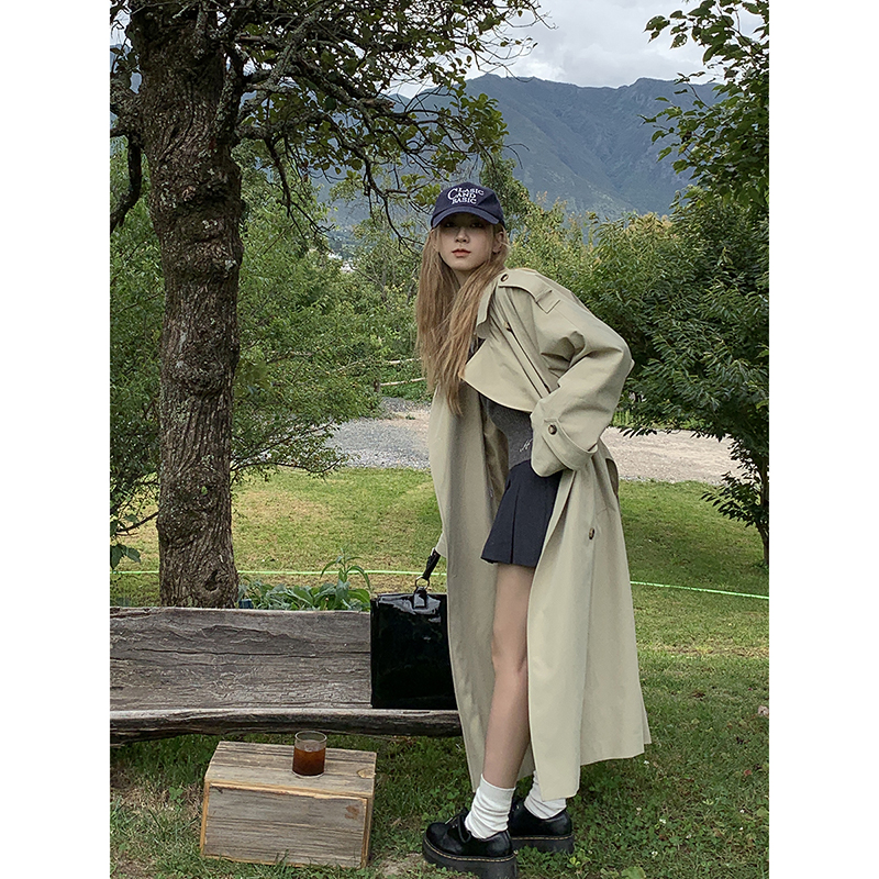 Celebrities Hall Windbreaker Jacket Women's 2024 New Autumn Temperament Popular French Retro High-Quality Long Coat