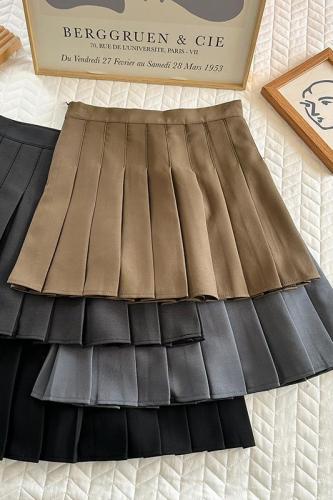 Autumn and winter slimming high waist thickened brown short skirt pleated skirt jk super hot skirt female a line skirt trendy