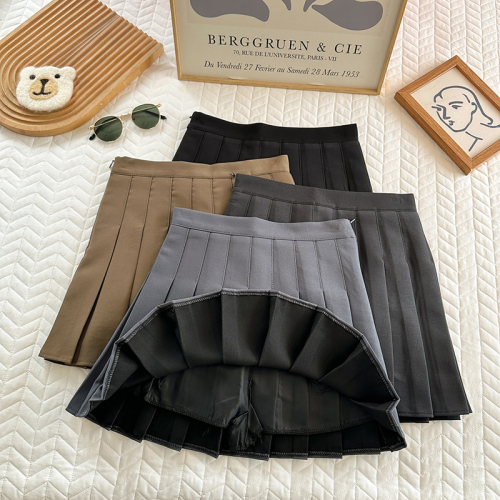 Autumn and winter slimming high waist thickened brown short skirt pleated skirt jk super hot skirt female a line skirt trendy