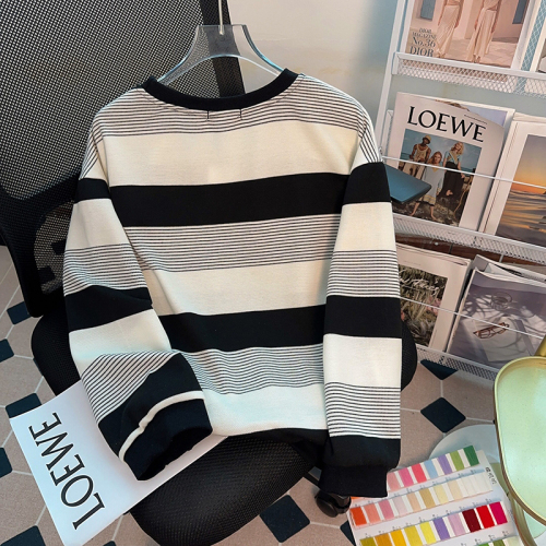 Real shot of pique striped composite 340g sweatshirt for women spring and autumn 2024 long-sleeved T-shirt tops for women plus size 200 pounds