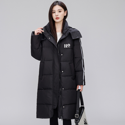 Real shot of down cotton coat for women 2024 mid-length winter slimming trendy hooded thick coat