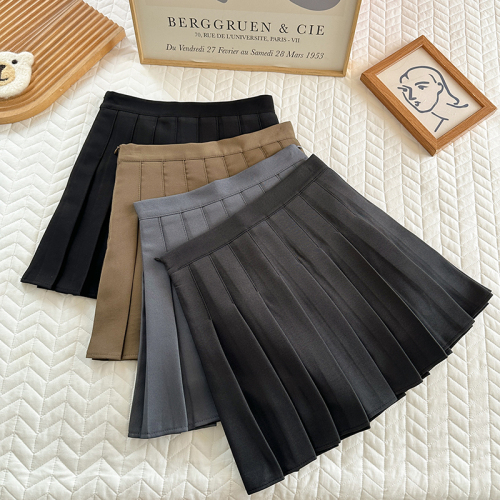 Autumn and winter slimming high waist thickened brown short skirt pleated skirt jk super hot skirt female a line skirt trendy