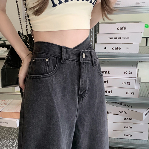 Versatile retro straight-leg floor-length trousers spring and summer new style tall and slim niche jeans trousers ins trend